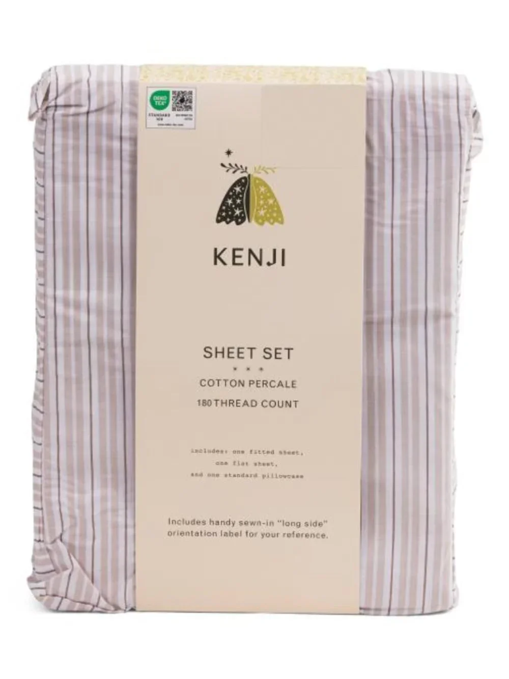 KENJI 180tc Cotton Percale Striped Sheet Set
